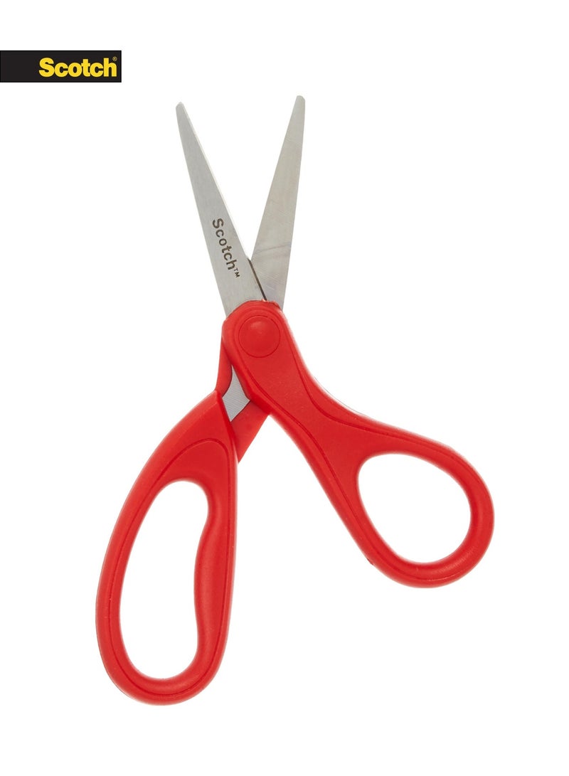 سكوتش مقص 6 بوصة للمنزل والمكتب – شفرات ستانلس ستيل، مقبض لليد اليمنى واليسرى، أحمر - Image 2